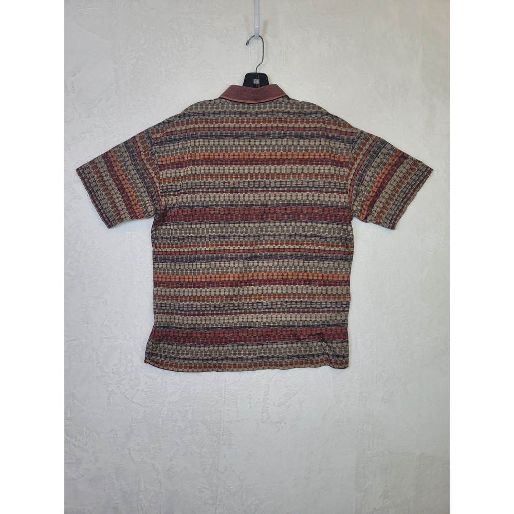 Focus Golf Striped Colorful Polo Shirt Mens Size M Breathable Cotton Preppy